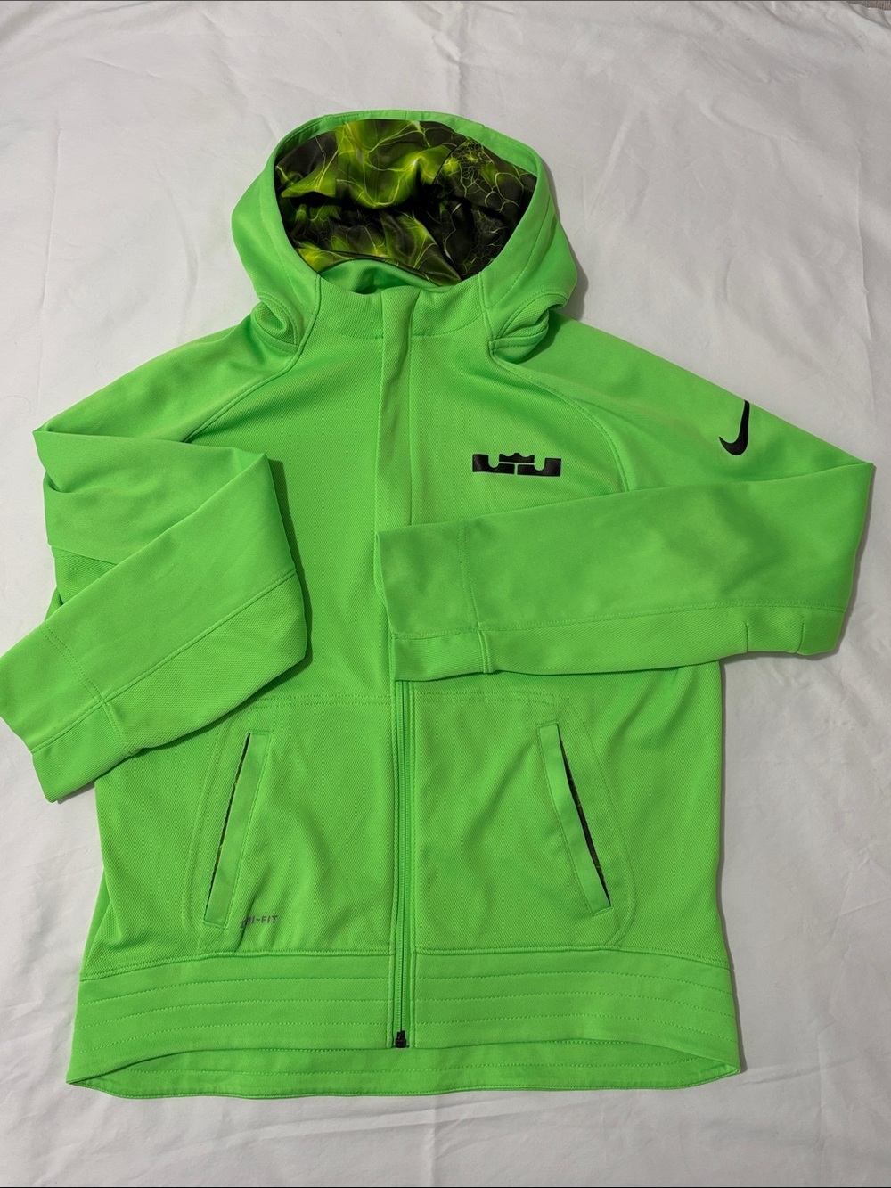 Nike Kids Neon Green LeBron Hooded Zip Sweatshirt